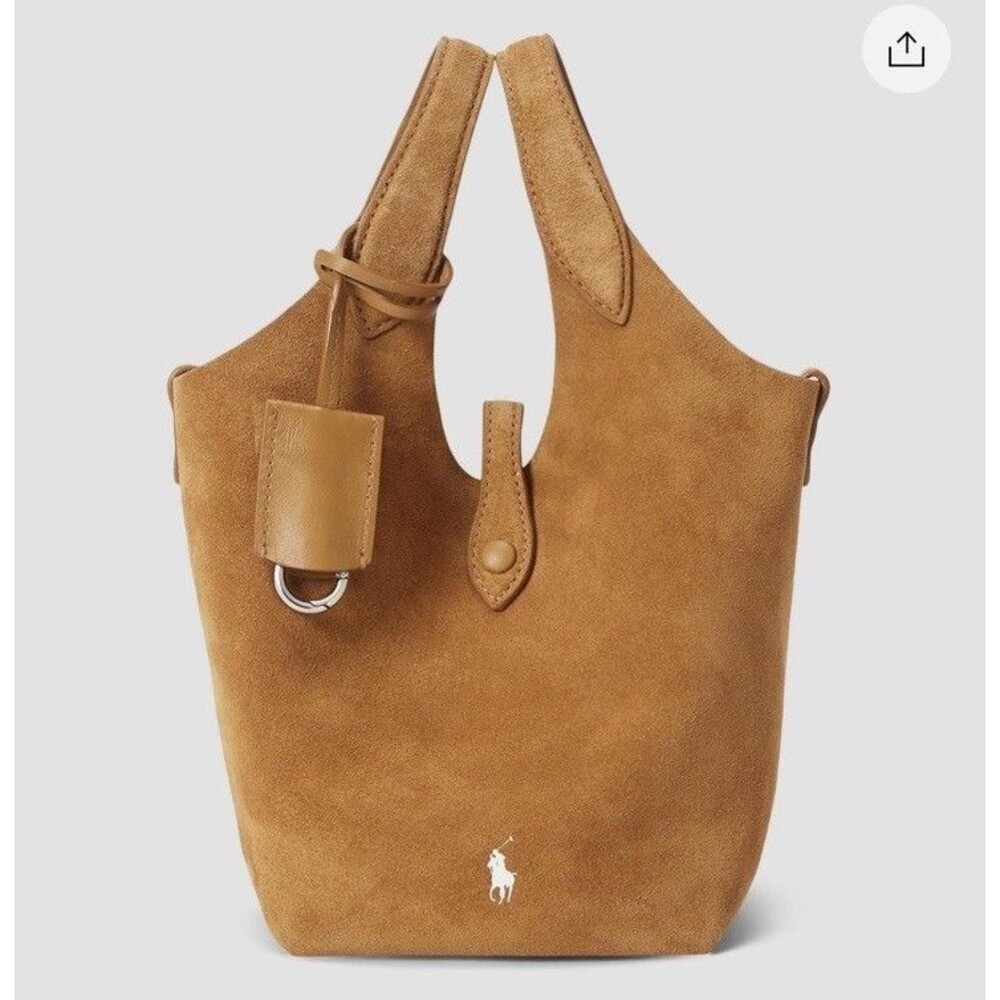 Polo Ralph Lauren Polo Play Suede Small Tote New With Dust Bag Tan